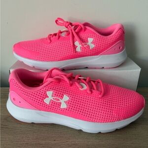 Under Armour Hot Pink Mesh Running Shoes with White Logo
